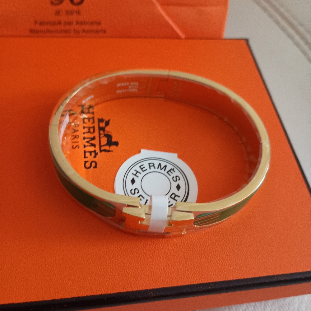 Hermes Gold and Green Bracelet
